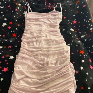 Ruffle lavender dress.